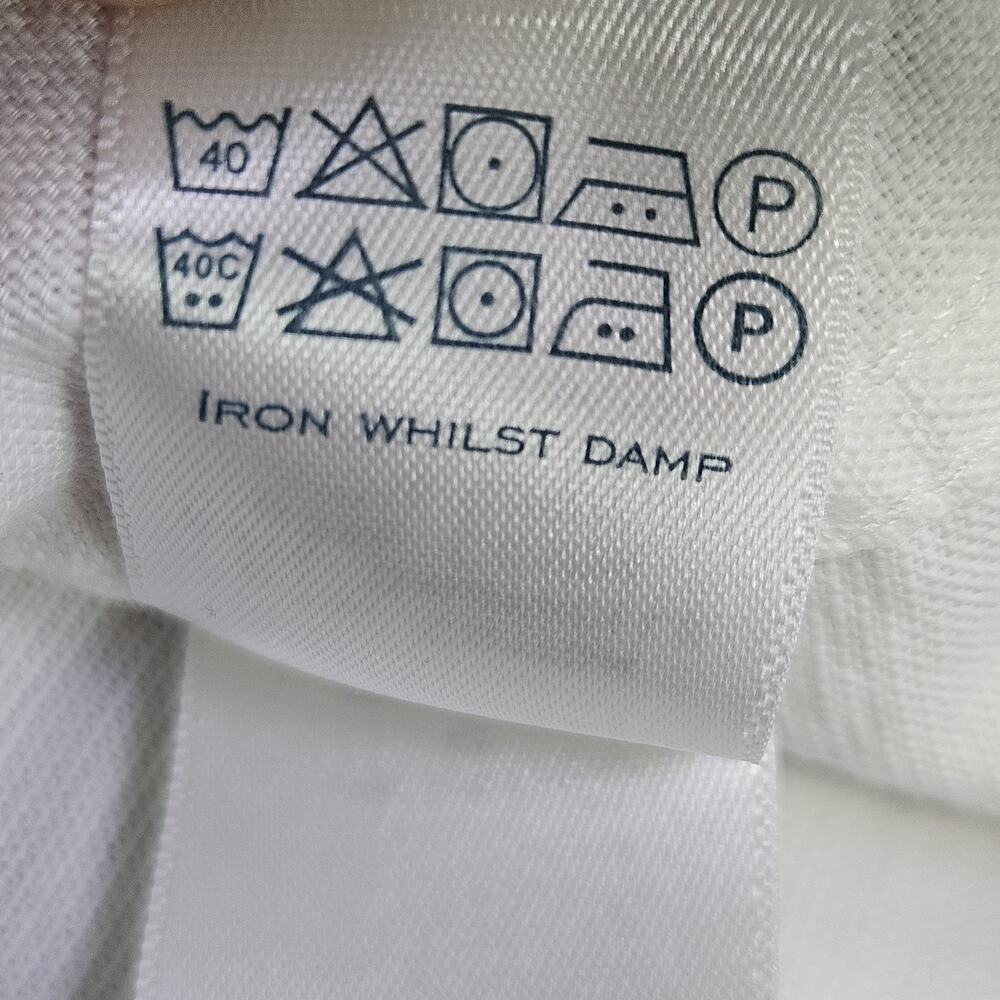Charles Tyrwhitt Collarless Cotton Linen Shirt Men M Slim Fit White Button Front - Picture 11 of 14